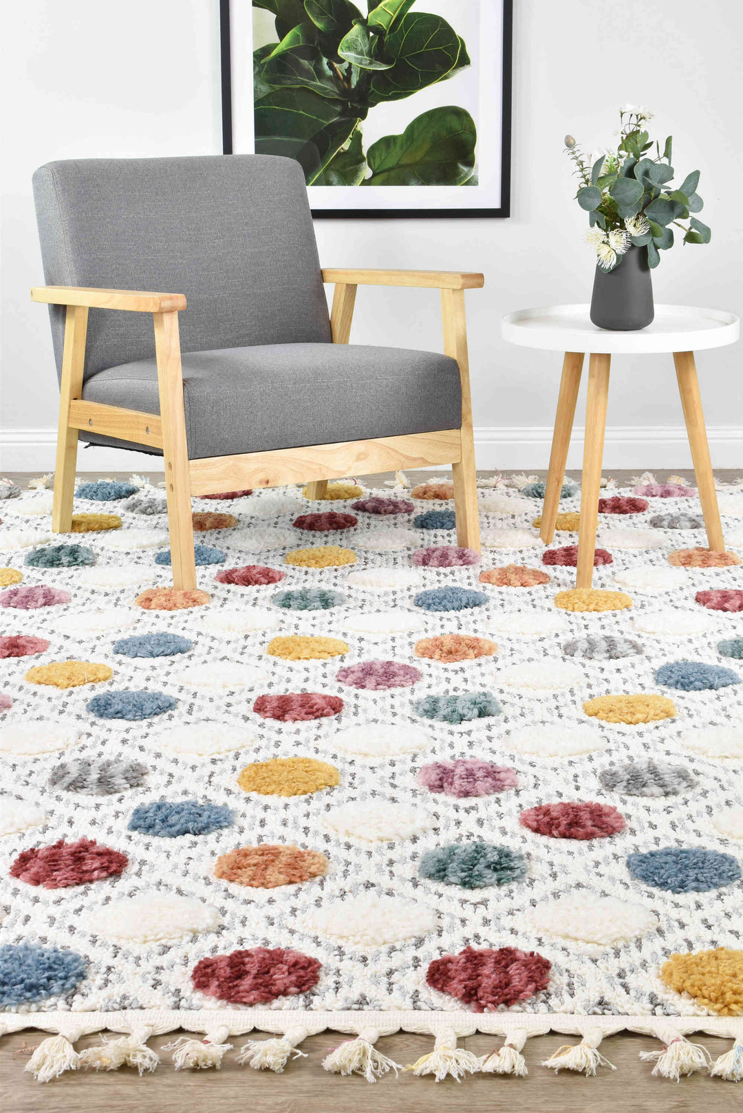 Eden Polka Dots Rug - Turkish-inspired shaggy rug from Treasures of Turkey