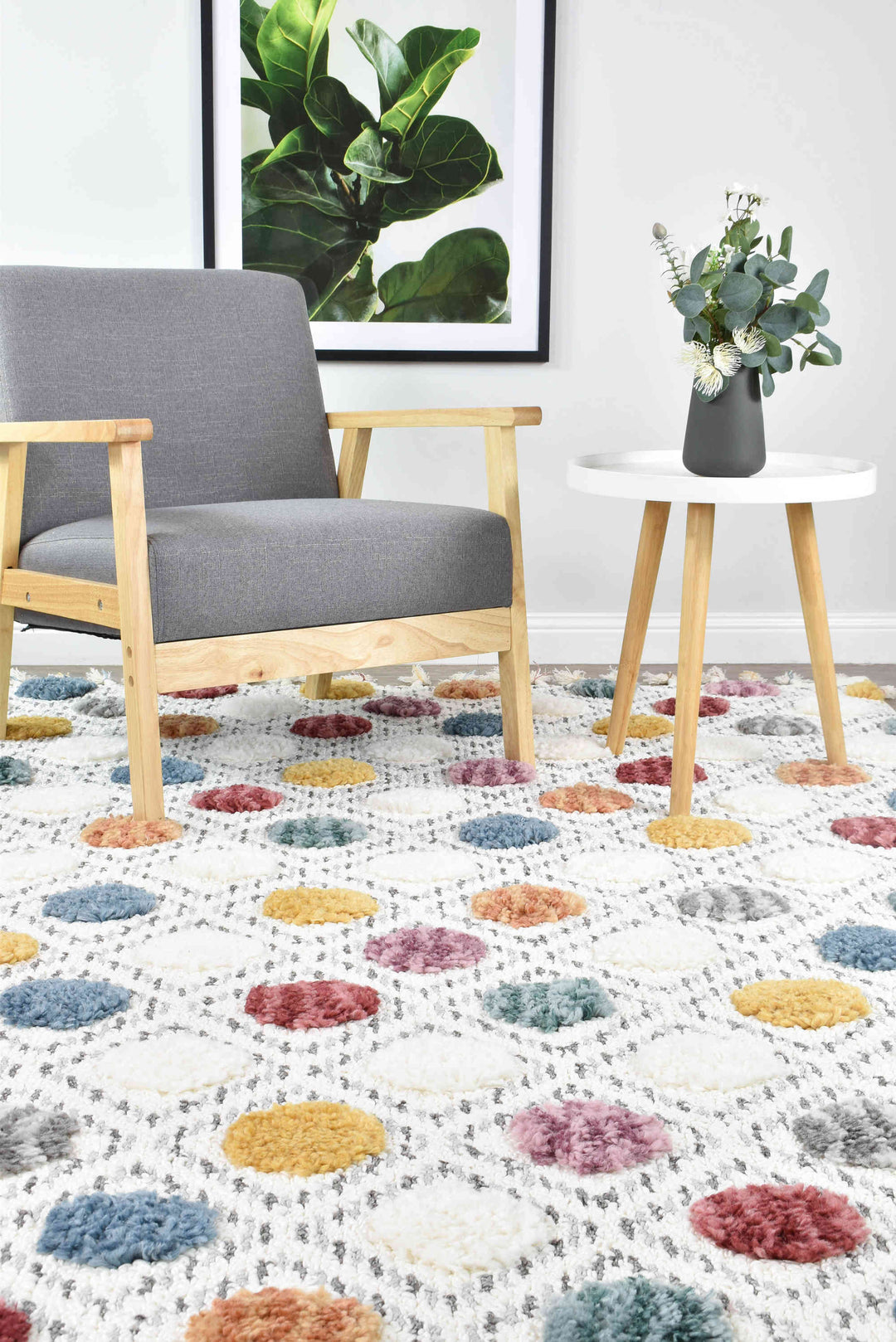 Eden Polka Dots Rug - Turkish-inspired shaggy rug from Treasures of Turkey