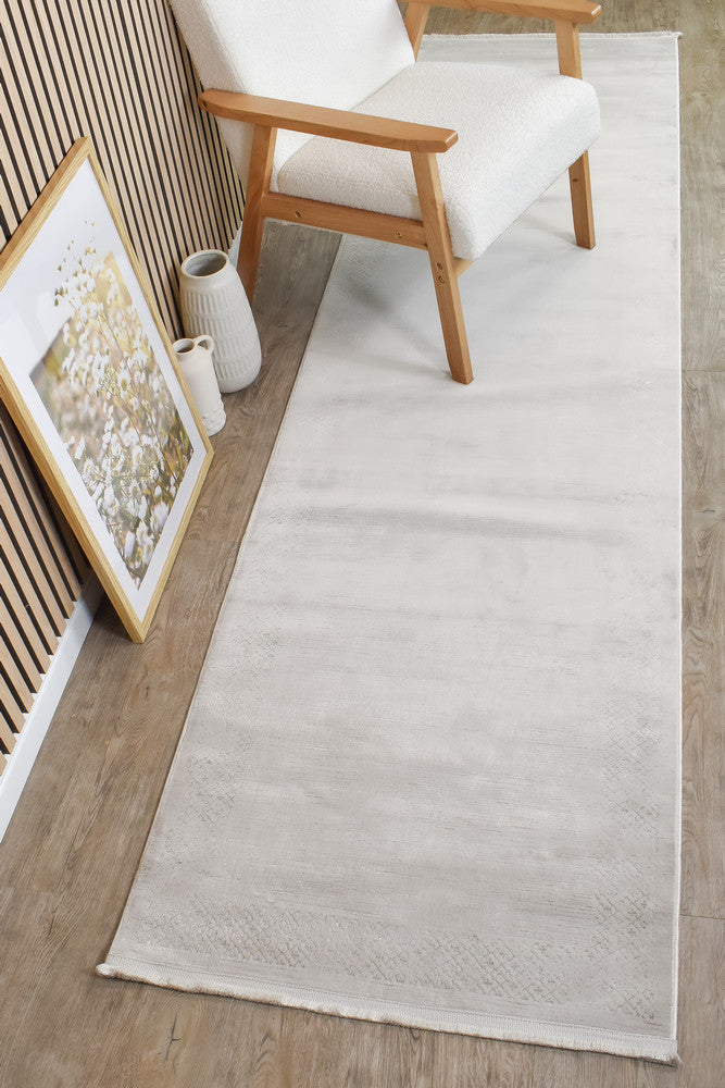 Eden Silk Touch Natural Beige Hallway Runner - Turkish-inspired hallway runner rug from Treasures of Turkey