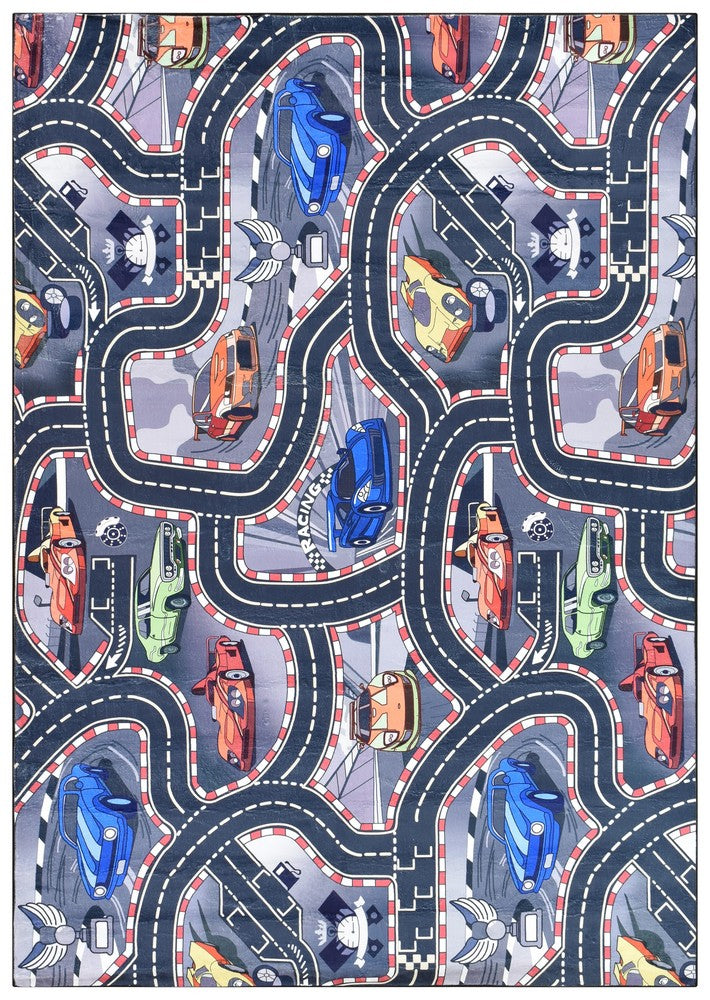 Race Track Blue Kids Play Bedroom Rug – Treasures of Turkey Australia