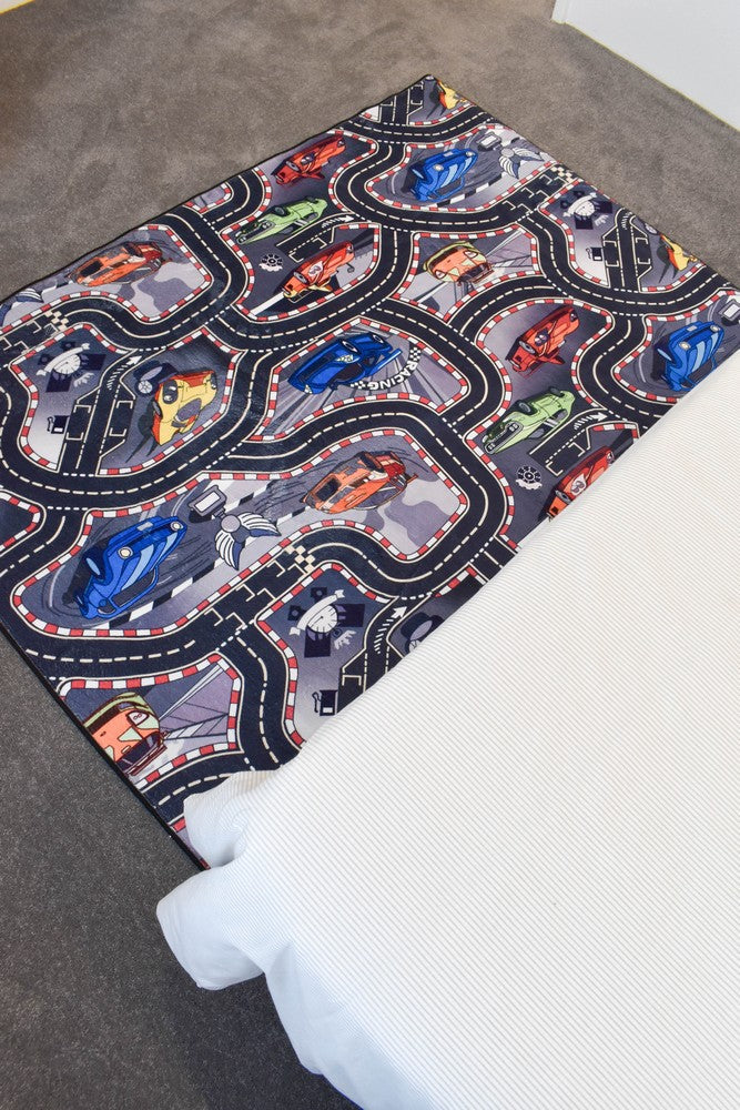 Race Track Blue Kids Play Bedroom Rug – Treasures of Turkey Australia