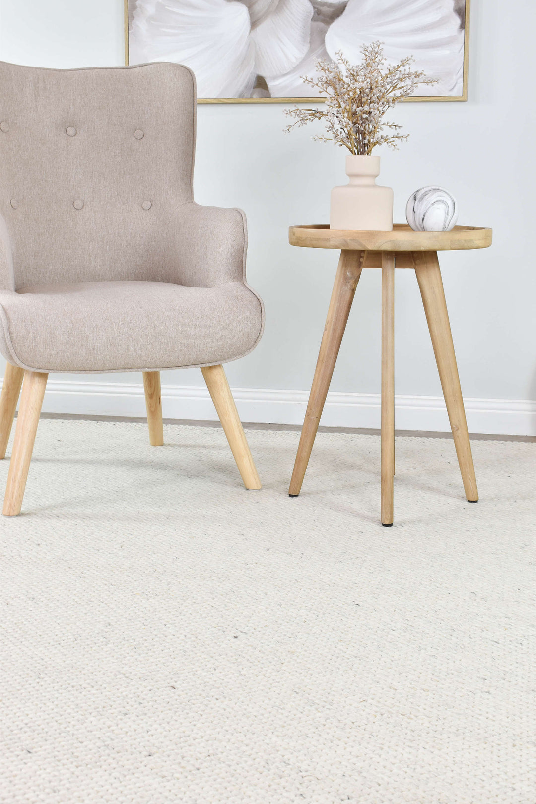 Arcadia Cream Wool Rug - Turkish-inspired textured rug from Treasures of Turkey