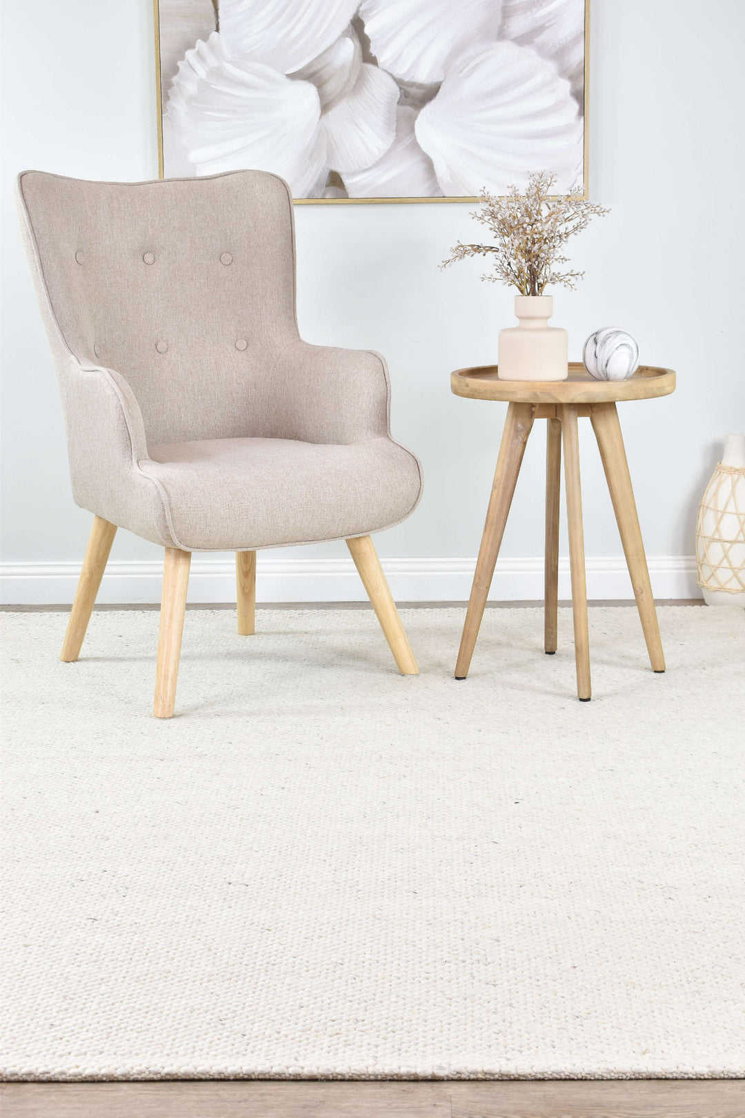 Arcadia Cream Wool Rug - Turkish-inspired textured rug from Treasures of Turkey