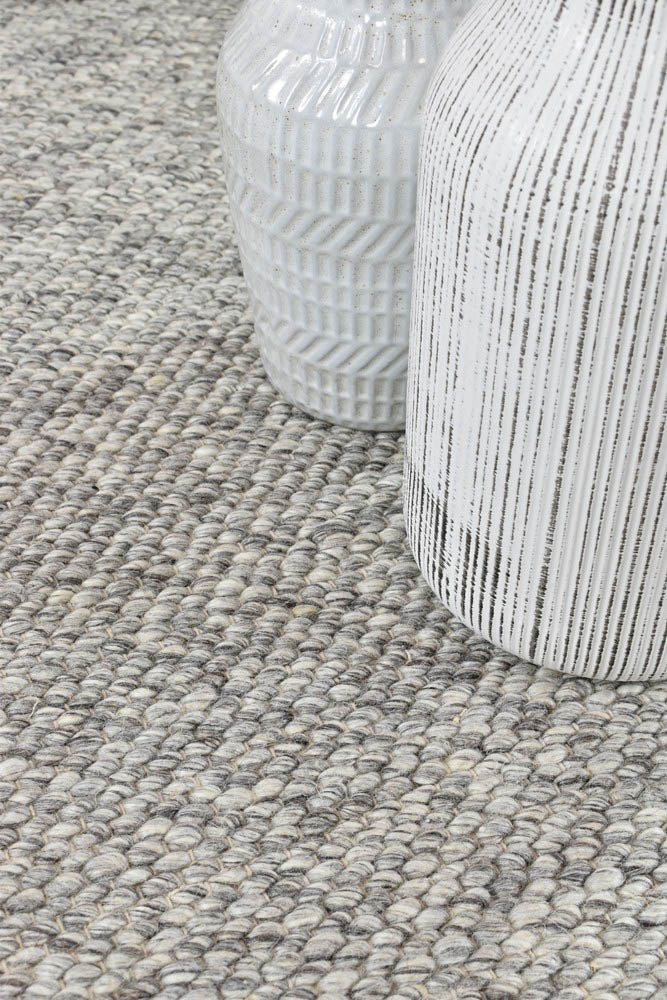 Arcadia Silver Wool Rug - Turkish-inspired textured rug from Treasures of Turkey