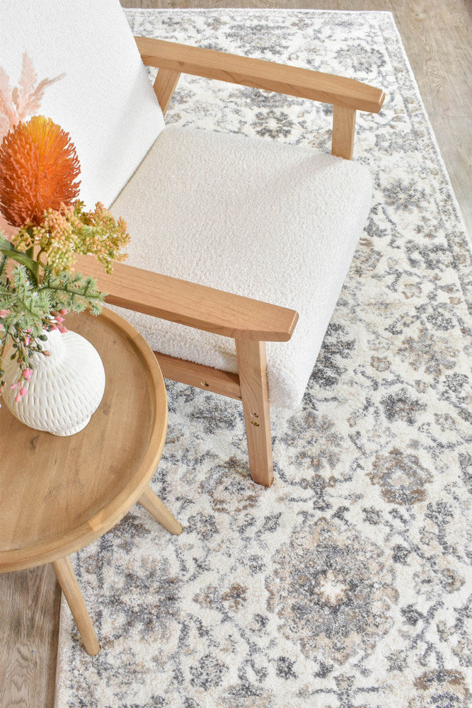 Roman Pearl Bloom Grey Cream Floral Modern Rug – Treasures of Turkey Australia