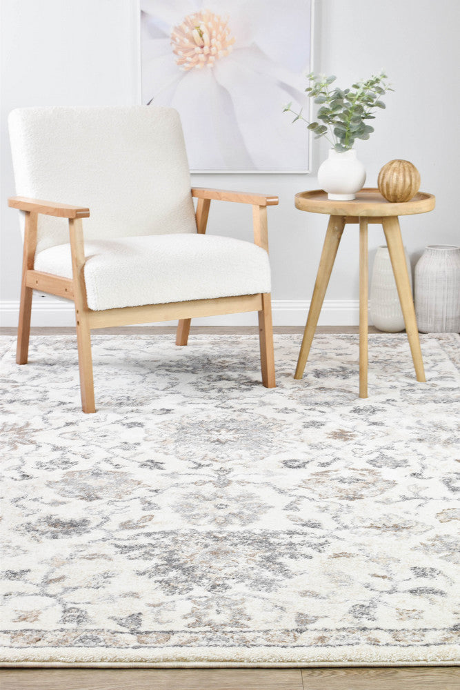 Roman Pearl Bloom Grey Cream Floral Modern Rug – Treasures of Turkey Australia