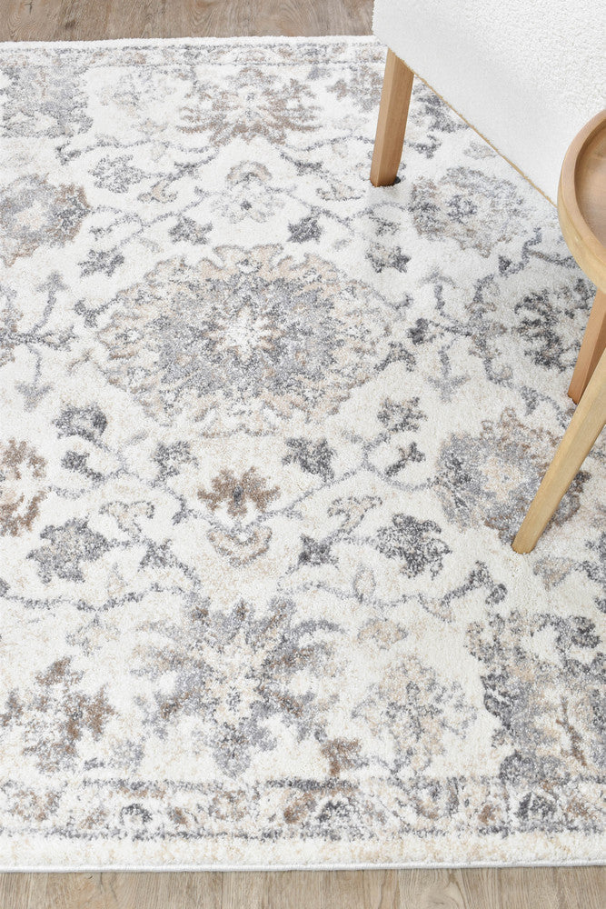 Roman Pearl Bloom Grey Cream Floral Modern Rug – Treasures of Turkey Australia