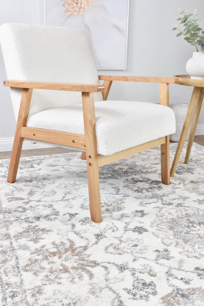 Roman Pearl Bloom Grey Cream Floral Modern Rug – Treasures of Turkey Australia