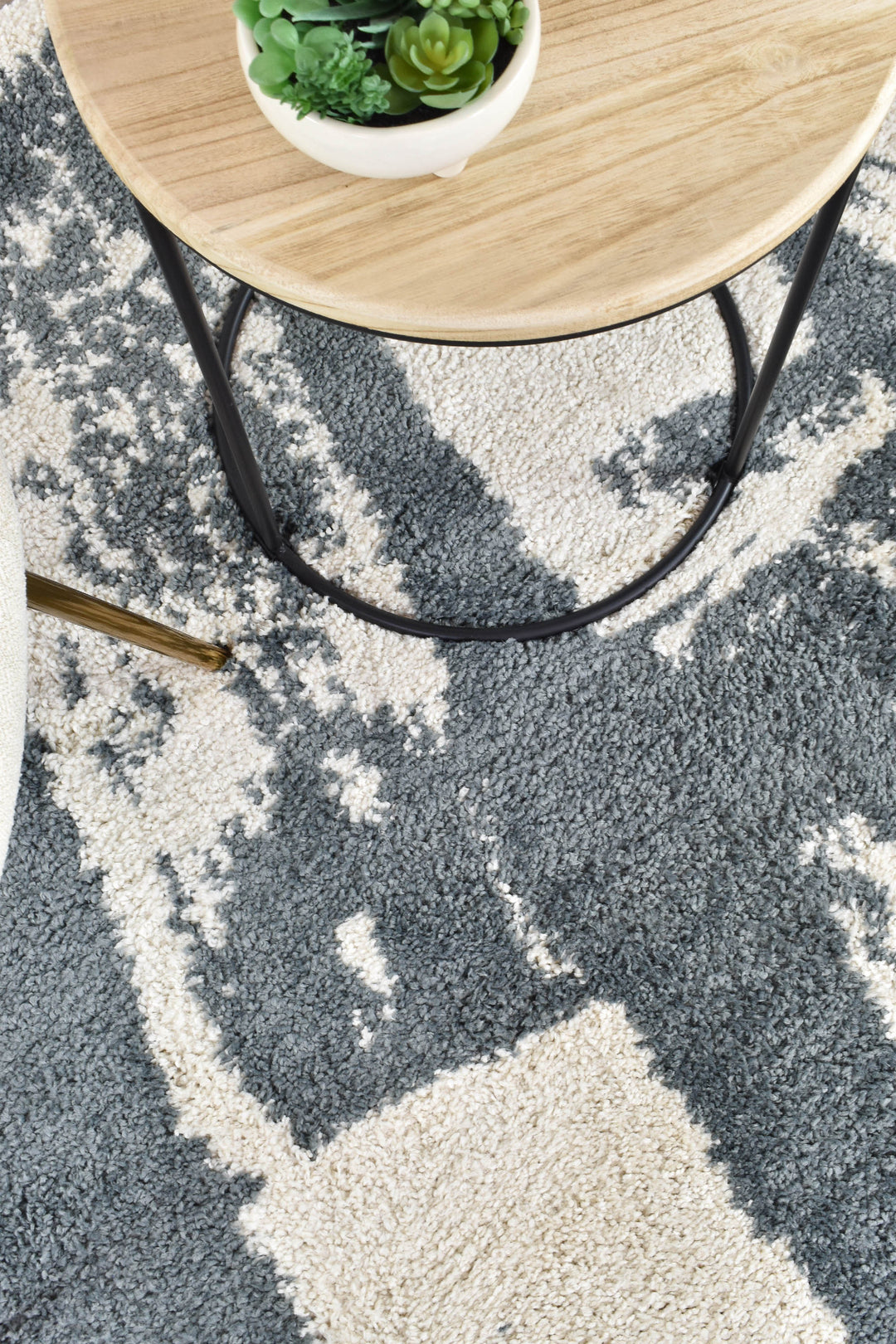 Elle Grey Cream Rug - Turkish-inspired shaggy rug from Treasures of Turkey