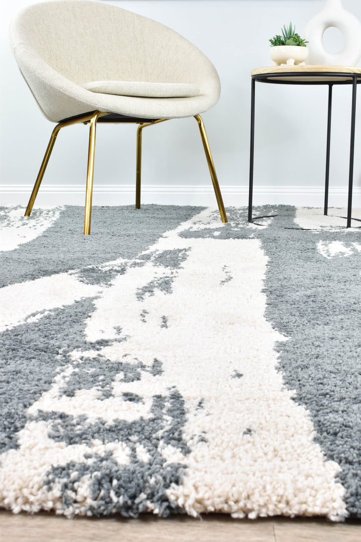 Elle Grey Cream Rug - Turkish-inspired shaggy rug from Treasures of Turkey