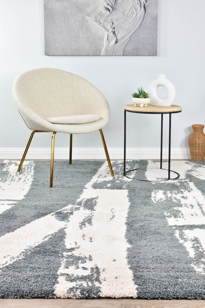 Elle Grey Cream Rug - Turkish-inspired shaggy rug from Treasures of Turkey