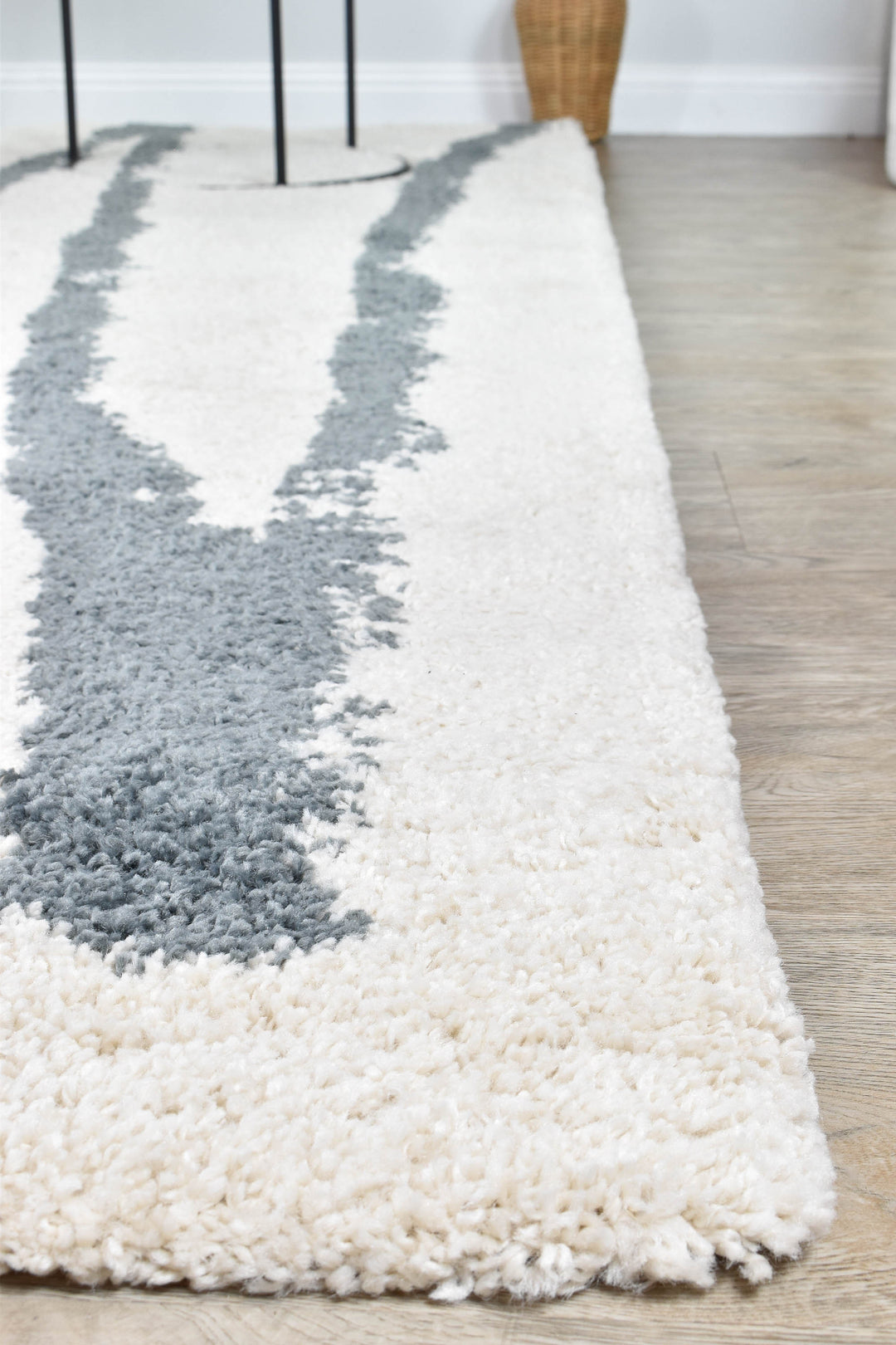 Elle Cream Grey Rug - Turkish-inspired shaggy rug from Treasures of Turkey