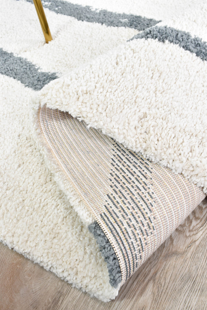 Elle Cream Grey Rug - Turkish-inspired shaggy rug from Treasures of Turkey