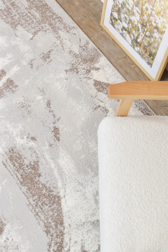 Eternal Brushstroke Beige Grey Hallway Runner - Turkish-inspired modern rug from Treasures of Turkey