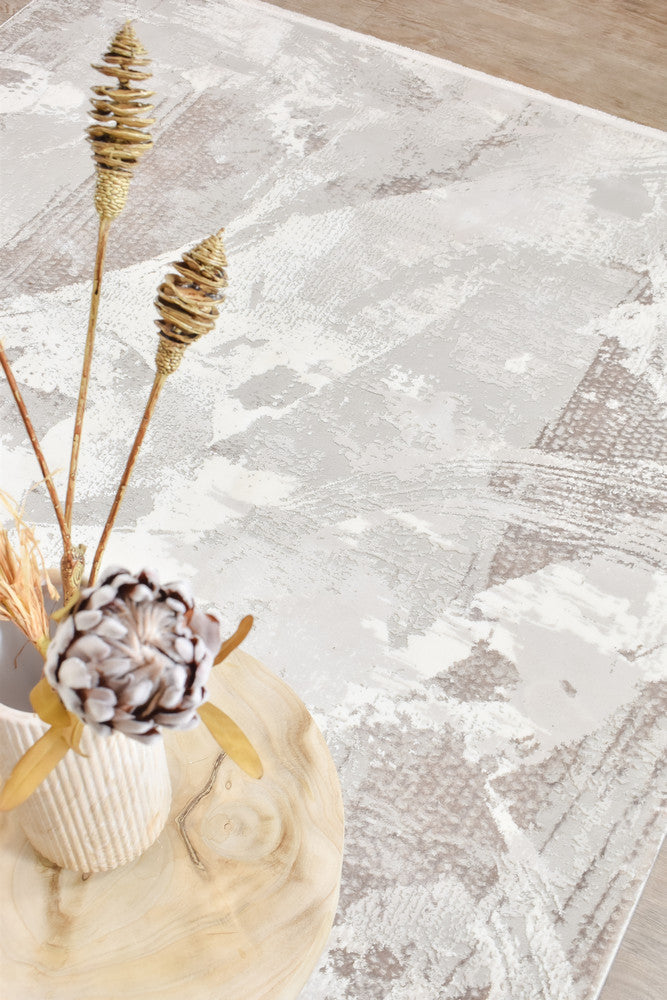Eternal Brushstroke Beige Grey Modern Rug - Turkish-inspired modern rug from Treasures of Turkey