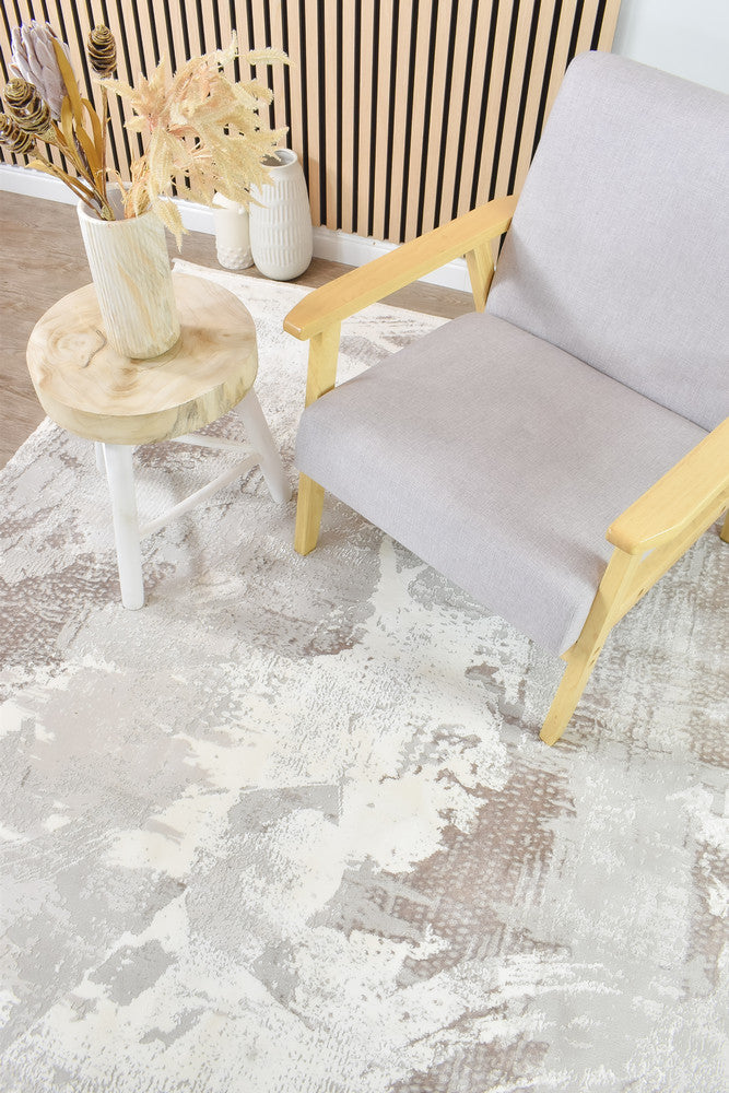 Eternal Brushstroke Beige Grey Modern Rug - Turkish-inspired modern rug from Treasures of Turkey