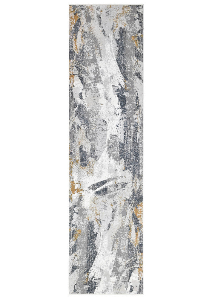 Eternal Brushstroke Grey Mustard Hallway Runner Rug – Treasures of Turkey