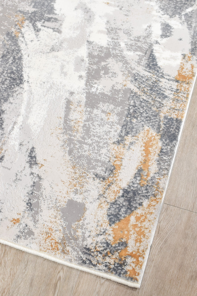 Eternal Brushstroke Grey Mustard Hallway Runner - Turkish-inspired modern rug from Treasures of Turkey