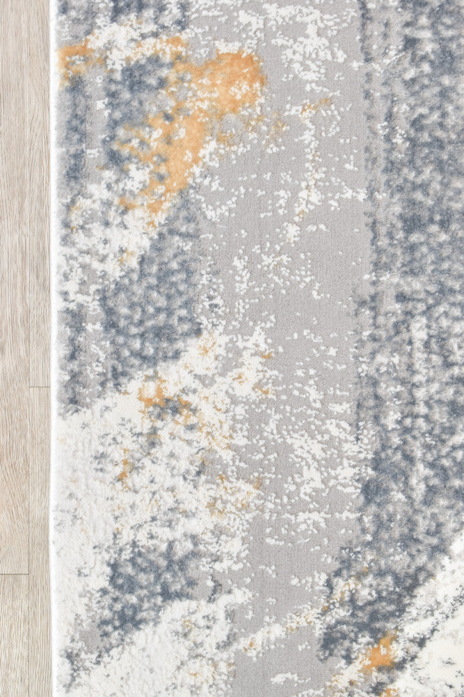 Eternal Brushstroke Grey Mustard Hallway Runner - Turkish-inspired modern rug from Treasures of Turkey