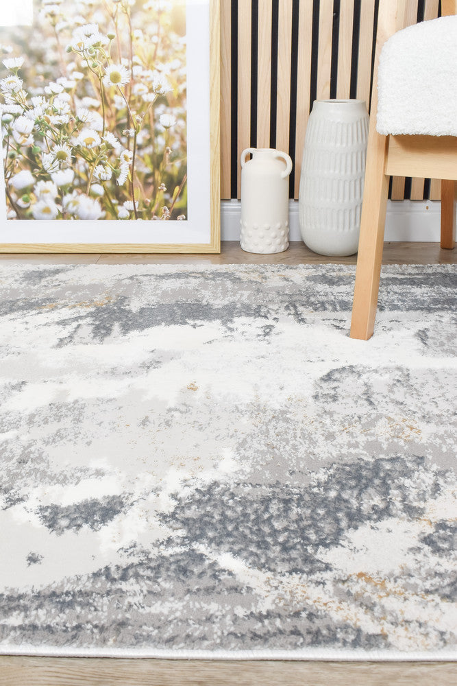 Eternal Brushstroke Grey Mustard Hallway Runner - Turkish-inspired modern rug from Treasures of Turkey