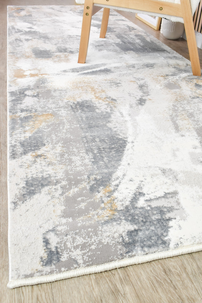 Eternal Brushstroke Grey Mustard Hallway Runner - Turkish-inspired modern rug from Treasures of Turkey