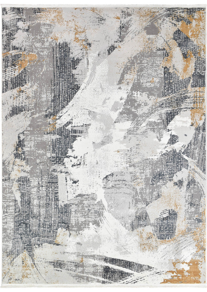 Eternal Brushstroke Grey Mustard Modern Rug – Treasures of Turkey