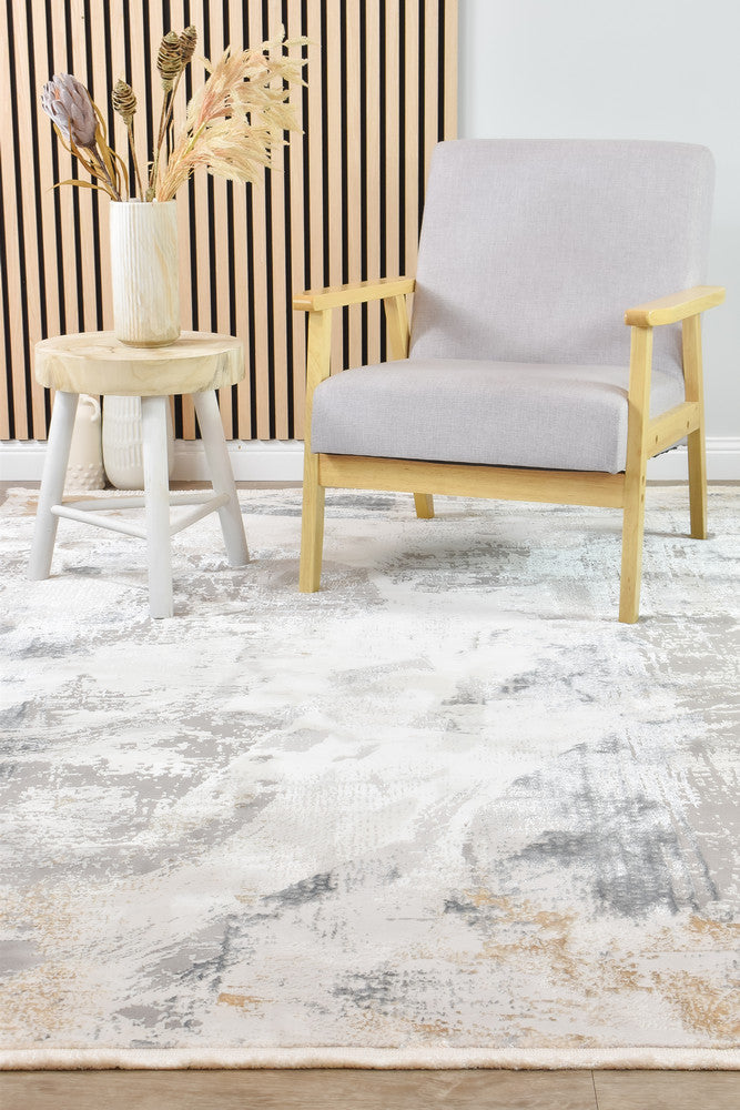 Eternal Brushstroke Grey Mustard Modern Rug - Turkish-inspired modern rug from Treasures of Turkey