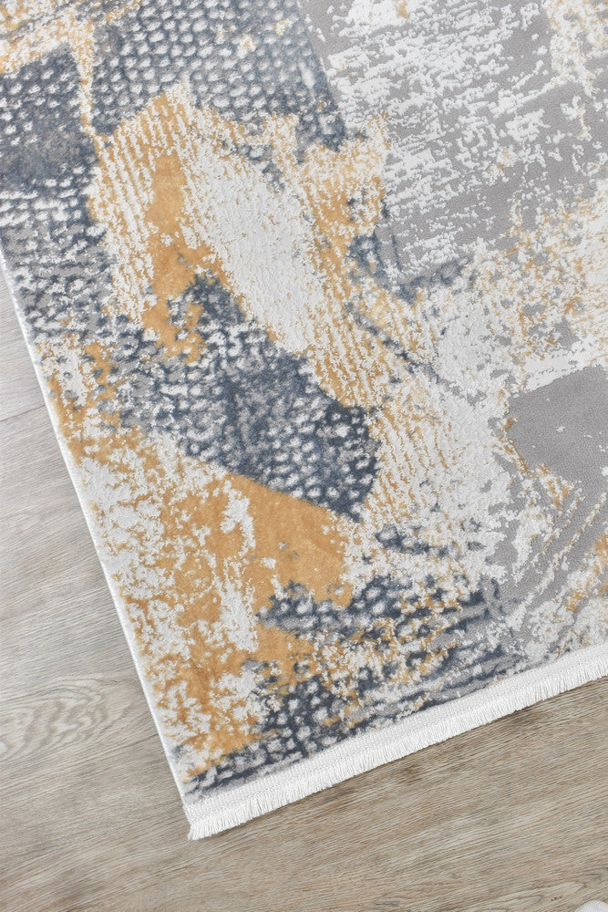 Eternal Brushstroke Grey Mustard Modern Rug - Turkish-inspired modern rug from Treasures of Turkey