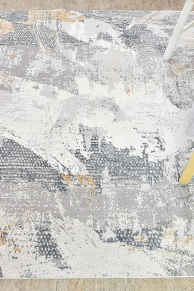 Eternal Brushstroke Grey Mustard Modern Rug - Turkish-inspired modern rug from Treasures of Turkey