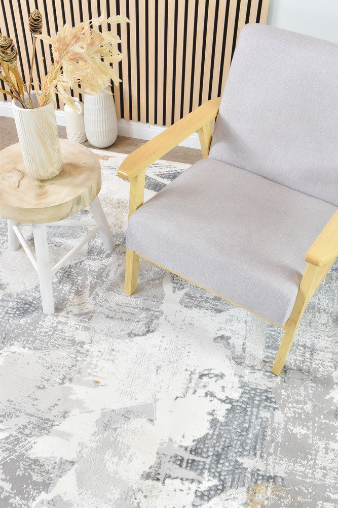 Eternal Brushstroke Grey Mustard Modern Rug - Turkish-inspired modern rug from Treasures of Turkey