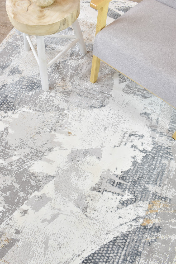 Eternal Brushstroke Grey Mustard Modern Rug - Turkish-inspired modern rug from Treasures of Turkey