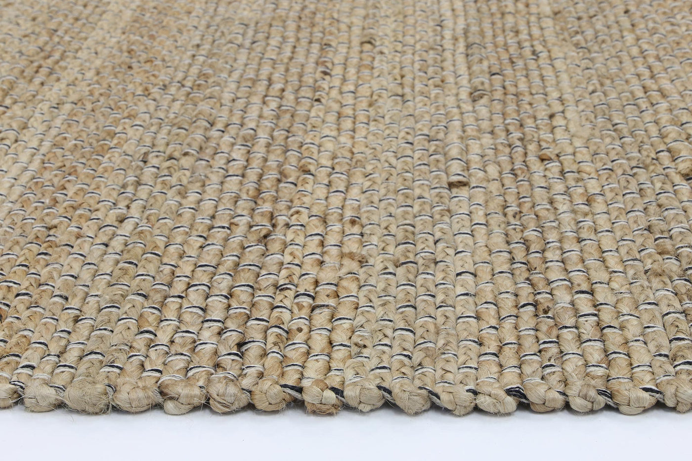 Taj Natural Basket Weave Black Jute Rug