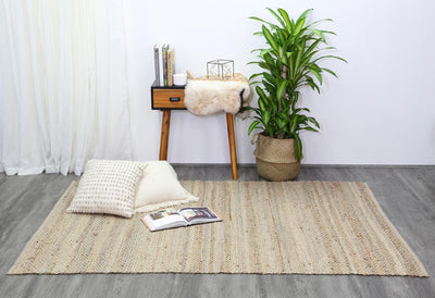 Taj Blue Natural Basket Weave Jute Rug