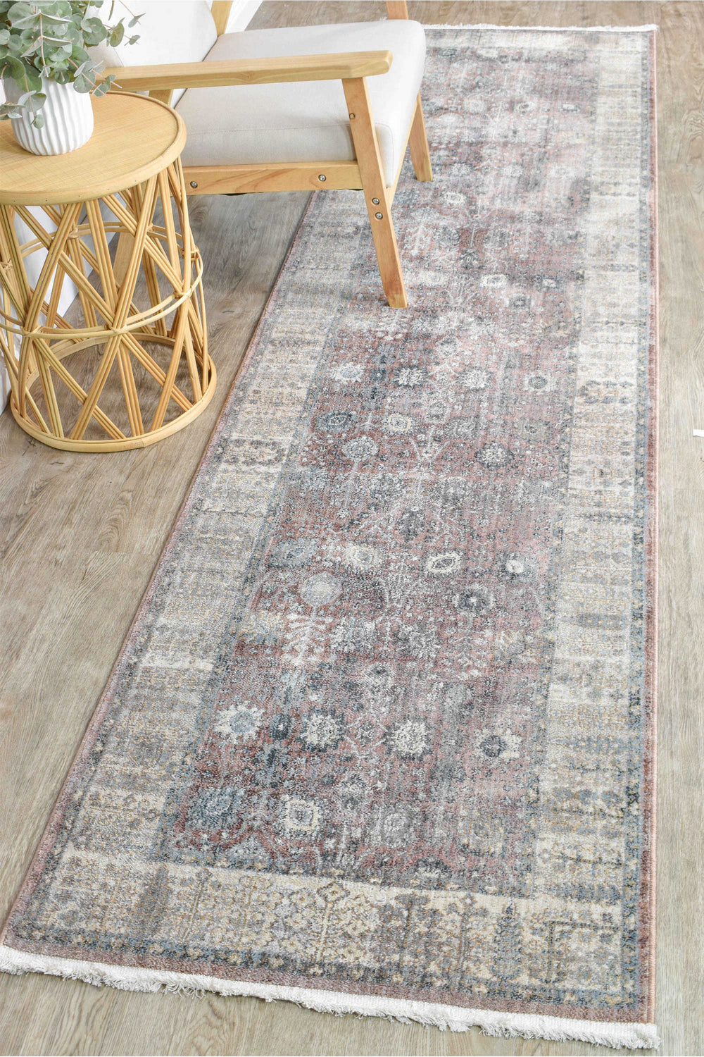 Novara Rose Balm Runner - Turkish-inspired hallway runner rug from Treasures of Turkey