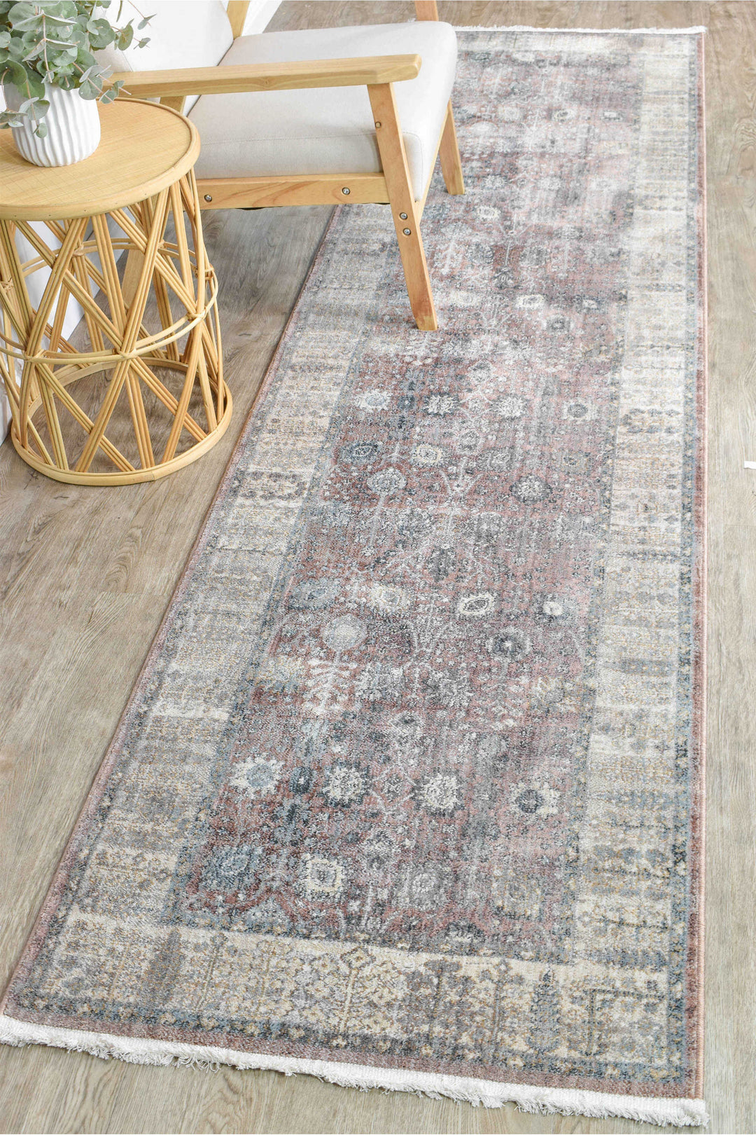 Novara Rose Balm Runner - Turkish-inspired hallway runner rug from Treasures of Turkey