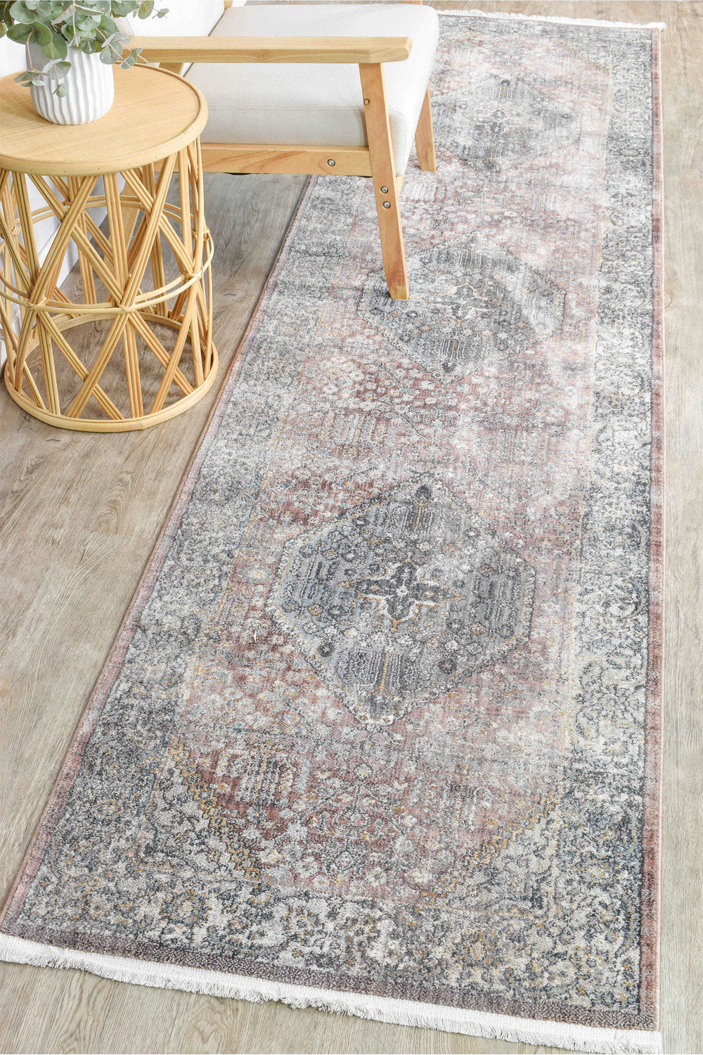 Novara Legacy Rose Runner - Turkish-inspired hallway runner rug from Treasures of Turkey