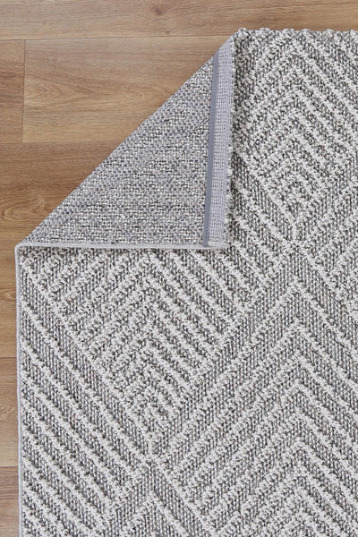 Vanuatu Kini Grey Geometric Flatweave Rug