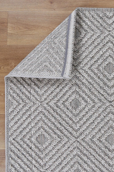 Vanuatu Fugui Grey Geometric Flatweave Rug