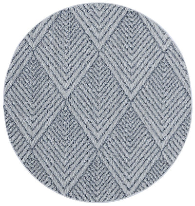 Vanuatu Naka Charcoal Geometric Round Flatweave Rug
