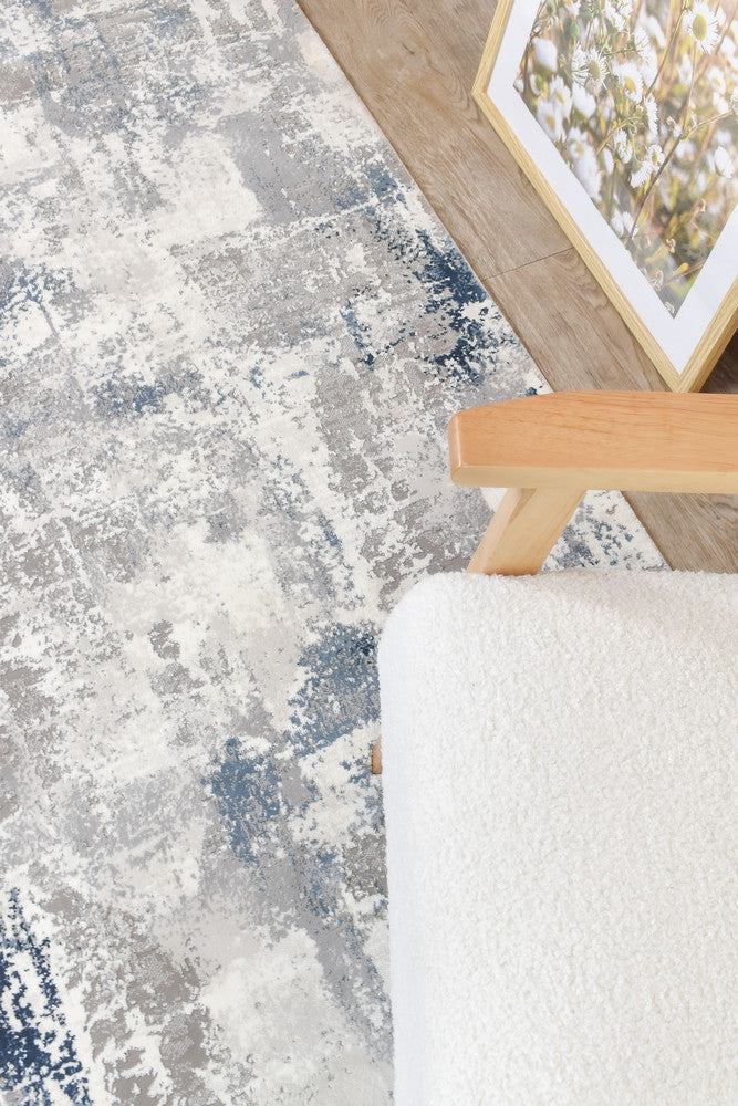 Eternal Misty Navy Grey Hallway Runner - Turkish-inspired hallway runner rug from Treasures of Turkey