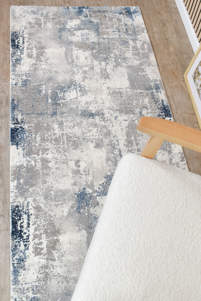 Eternal Misty Navy Grey Hallway Runner - Turkish-inspired hallway runner rug from Treasures of Turkey