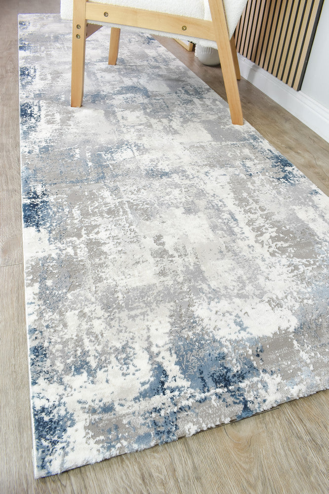 Eternal Misty Navy Grey Hallway Runner - Turkish-inspired hallway runner rug from Treasures of Turkey