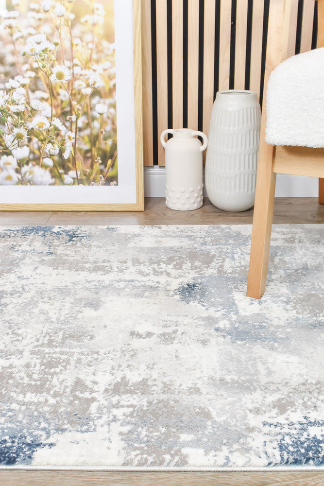 Eternal Misty Navy Grey Hallway Runner - Turkish-inspired hallway runner rug from Treasures of Turkey
