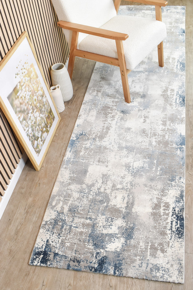 Eternal Misty Navy Grey Hallway Runner - Turkish-inspired hallway runner rug from Treasures of Turkey