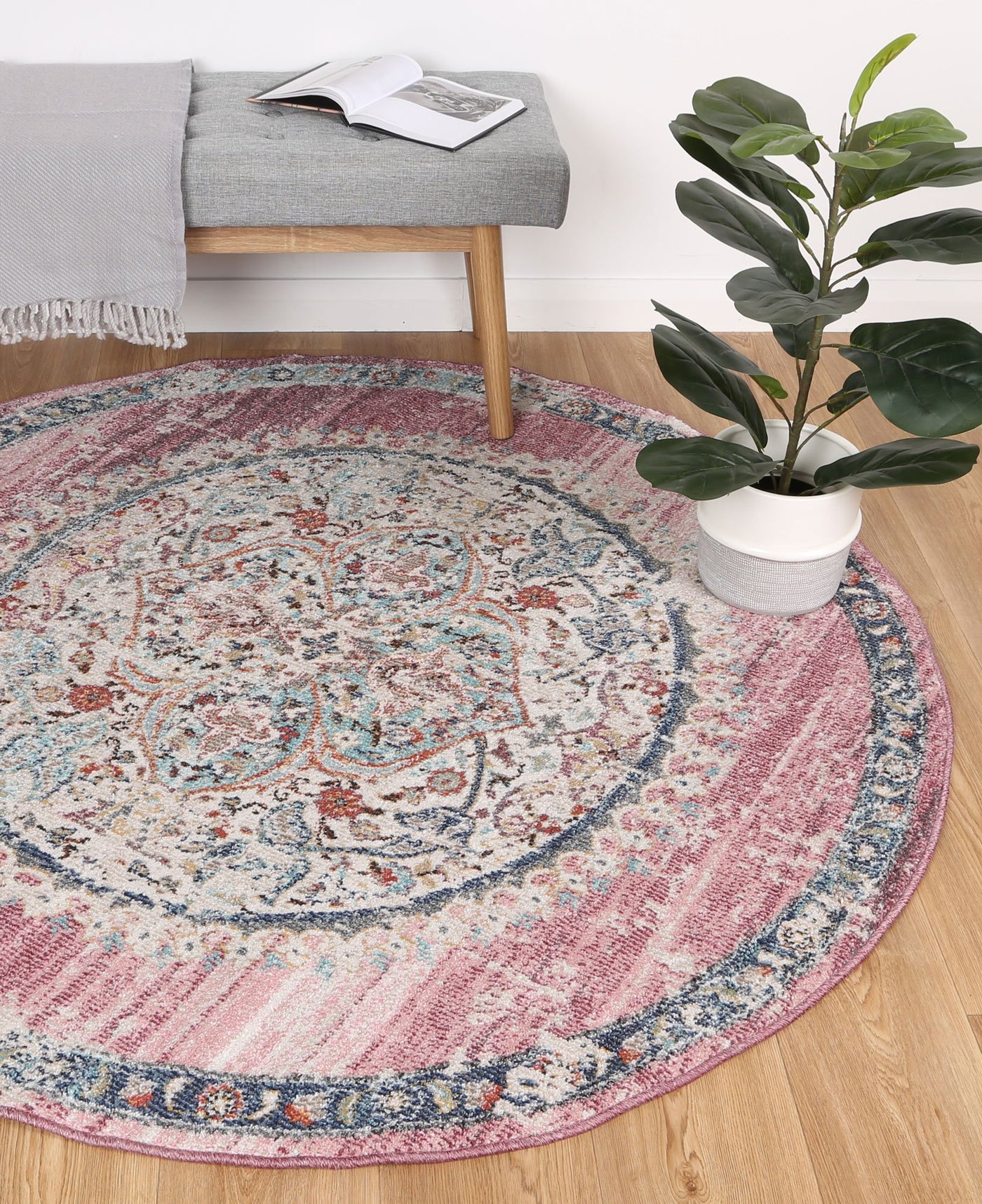 Konya Medalion Transitional Blush Rug Brand Ventures