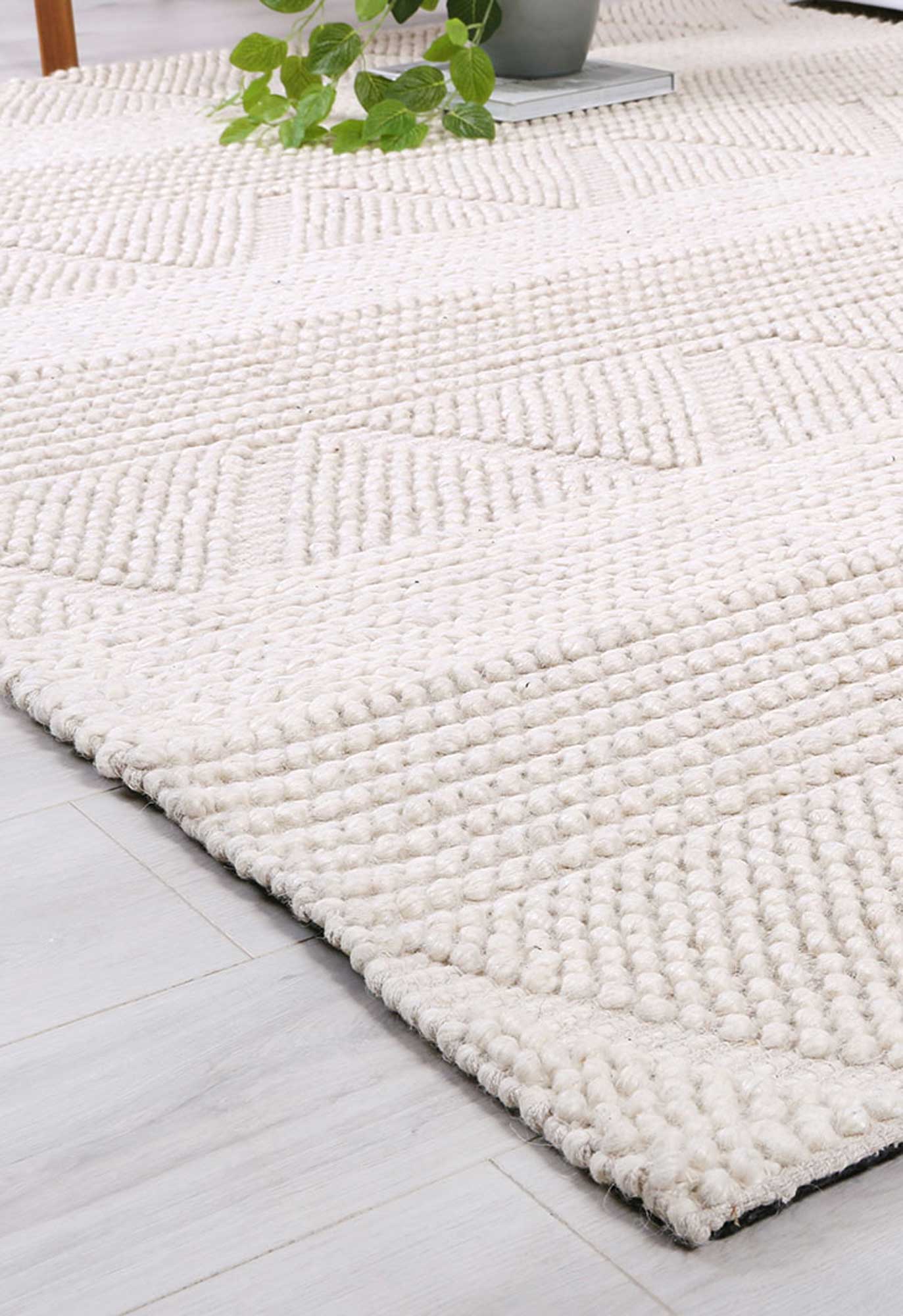 Himadri Chevron Ivory Contemporary Wool Blend Rug Brand Ventures