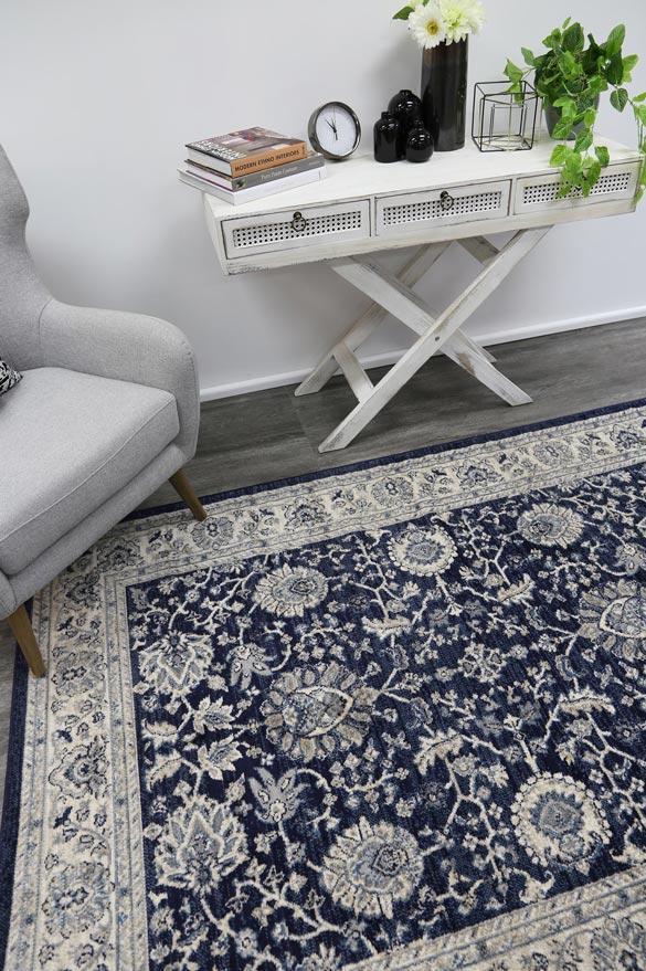 Delilah Navy Blue Traditional Rug Brand Ventures