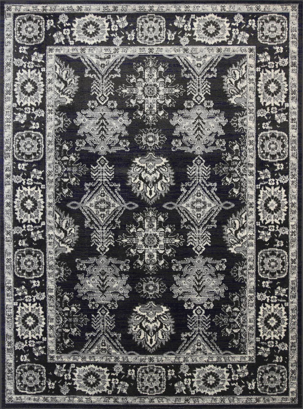 Delilah Traditional Navy Grey Rug Brand Ventures