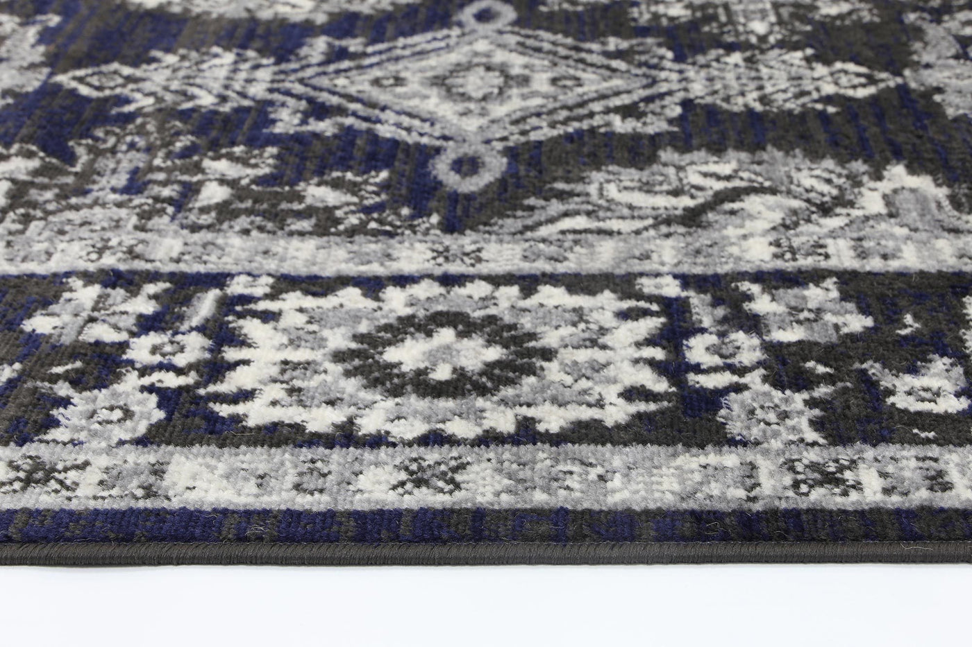 Delilah Traditional Navy Grey Rug Brand Ventures