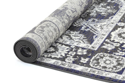 Delilah Traditional Navy Grey Rug Brand Ventures